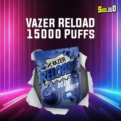 หัว vazer reload 15k blueberry กลิ่นบลูเบอร์รี่หอมหวานนุ่มละมุน มีความสดชื่นเล็กน้อย ไม่เลี่ยน สูบได้เรื่อย ๆ