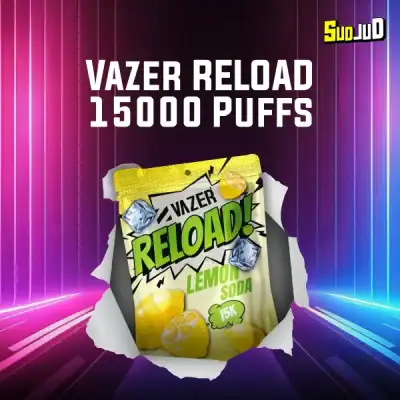 หัว vazer reload 15k lemon soda เปรี้ยวซ่ากำลังดี กลิ่นมะนาวสดชื่นผสมโซดา สูบแล้วกระตุ้นความสดชื่น