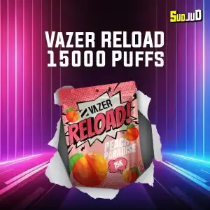 หัว vazer reload 15k peach paradise กลิ่นพีชหอมละมุน ชุ่มคอ หวานกำลังดี ไม่จัดจ้านมาก สูบเพลิน