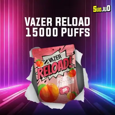 หัว vazer reload 15k peach paradise กลิ่นพีชหอมละมุน ชุ่มคอ หวานกำลังดี ไม่จัดจ้านมาก สูบเพลิน