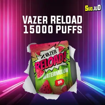 หัว vazer reload 15k watermelon slushie ตงโมฉ่ำ ๆ เย็นชื่นใจ กลิ่นหวานอมเปรี้ยวเบา ๆ สูบแล้วสดชื่น