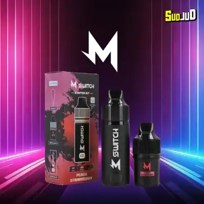 M Switch 15000 Puffs กลิ่น Peach Strawberry | ความหอมนุ่มละมุนของพีช ผสานเข้ากับความหวานฉ่ำของสตรอว์เบอร์รี่อย่างลงตัว ให้ฟีลลิ่งที่หวานละมุนละไมและสดชื่นไปพร้อมกัน