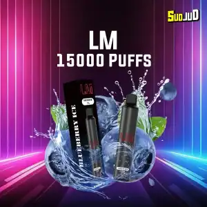 lm 15000 puffs กลิ่น Blueberry Ice บลูเบอร์รีหอมเย็น เปรี้ยวหวานลงตัว พร้อมความเย็นสดชื่น