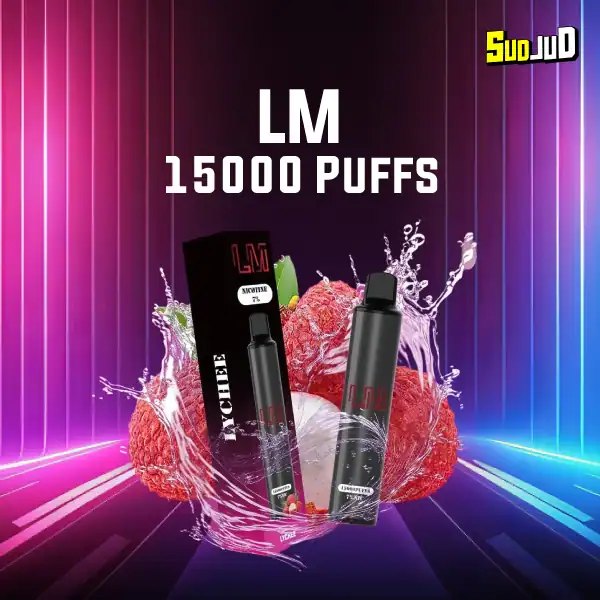 lm 15000 puffs กลิ่น Lychee ลิ้นจี่หอมหวาน รสนุ่มนวล กลิ่นติดจมูก